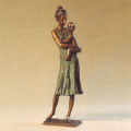 metal craft life size bronze statues mother and child for home decoration